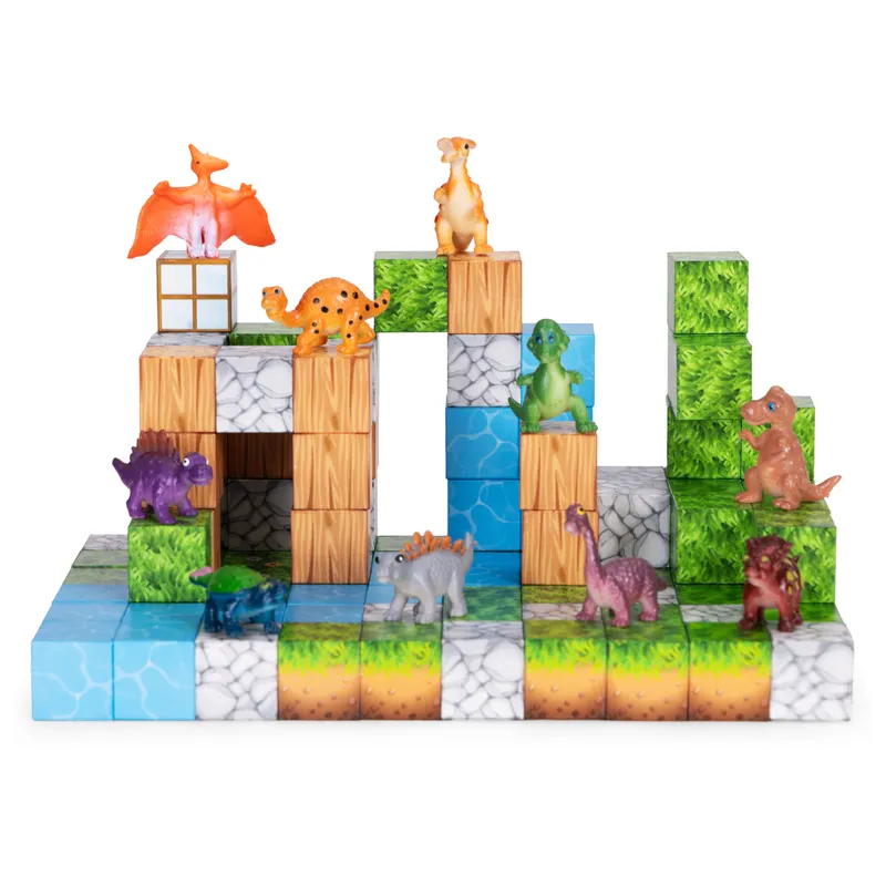 Cuburi magnetice pentru copii, set constructie 114 piese, dinozauri KID008438 — imaginea 3