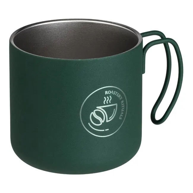 Cana metalica cu maner,verde mat,350 ml