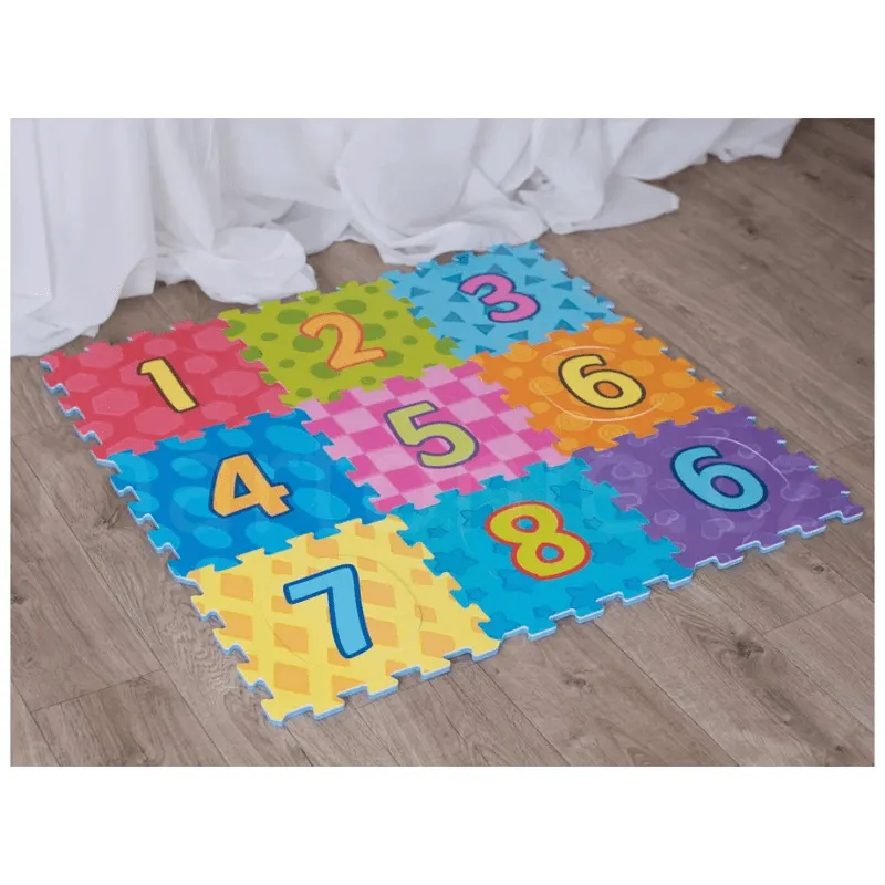 Covor Puzzle LUDIRO cu cifre 1-9, 9 piese EVA, grosime 10 mm, Suprafata Totala 89x89 Cm, Joaca Educativa si Sigura pentru Copii 10 Luni+