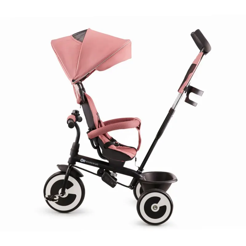 Tricicleta cu pedale Kinderkraft Aston, scaun rotativ, maner, roz KID922369 — imaginea 3