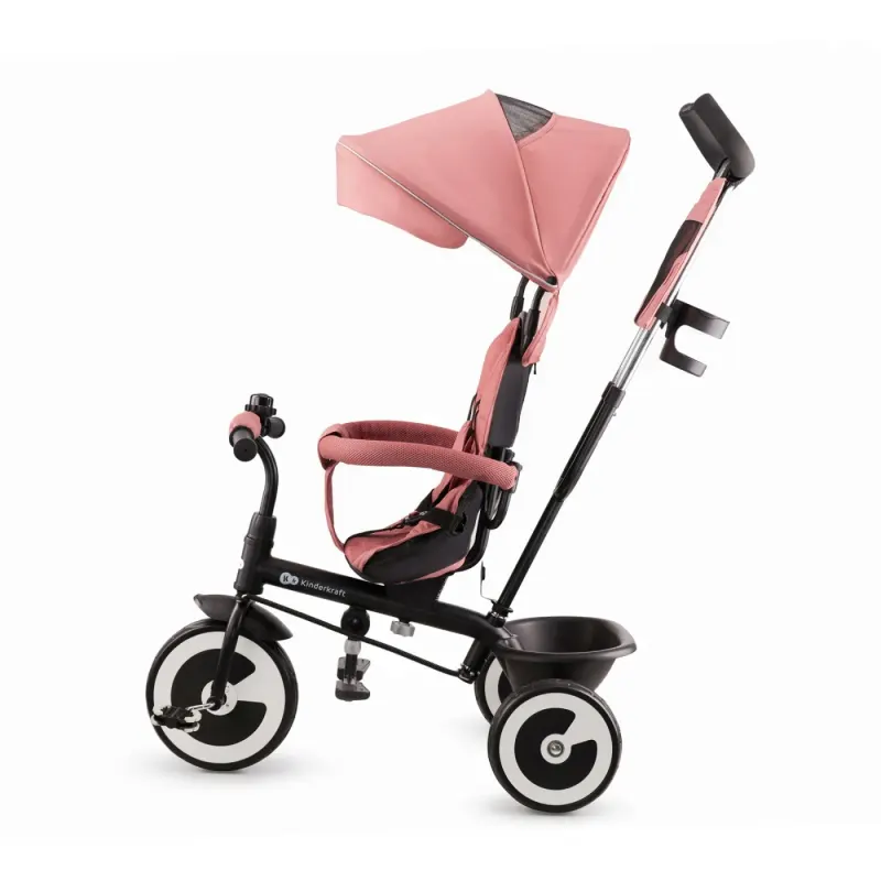 Tricicleta cu pedale Kinderkraft Aston, scaun rotativ, maner, roz KID922369 — imaginea 5