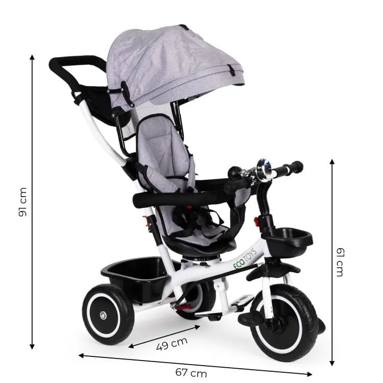 Tricicleta Ecotoys YM-BT-2, scaun rotativ, gri KID068105 — imaginea 3