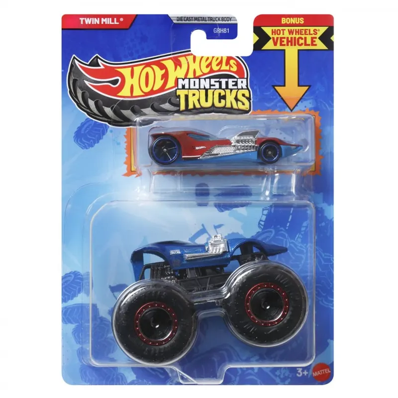 HOT WHEELS MONSTER TRUCK SI MASINUTA METALICA TWIN MILL