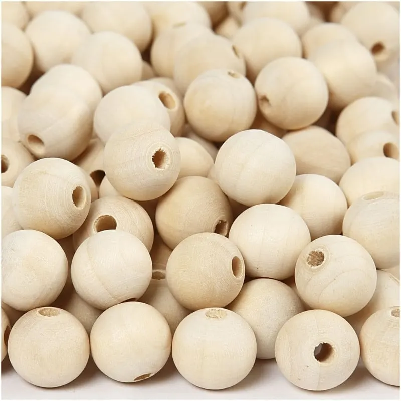 Margele din lemn pentru activitati crafts, 25 piese, 12 mm