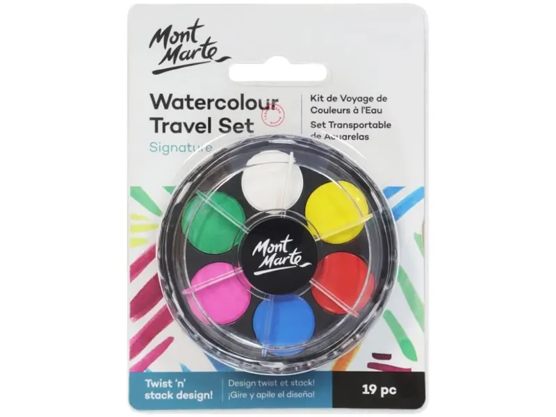 Acuarele pentru calatorii Mont Marte, 18 culori set