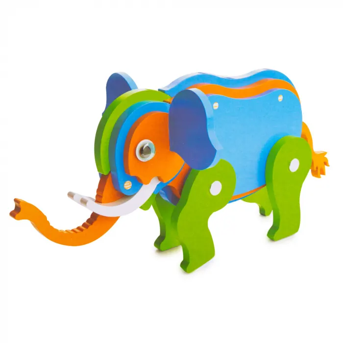 Piese din Lemn pentru Asamblare - 21 Piese - Elefant