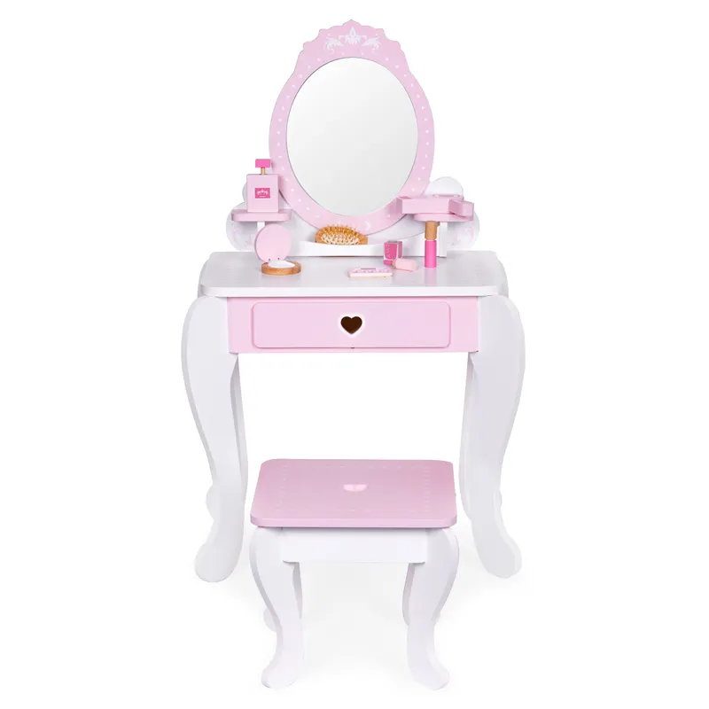 Masuta de toaleta Ecotoys, lemn, 7 accesorii, roz KID004263 — imaginea 2