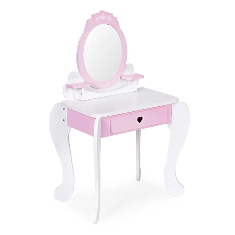 Masuta de toaleta Ecotoys, lemn, 7 accesorii, roz KID004263 — imaginea 5