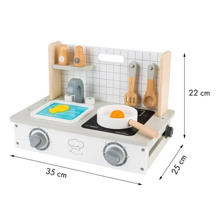 Mini aragaz Ecotoys, lemn, set accesorii, multicolor KID970421 — imaginea 3