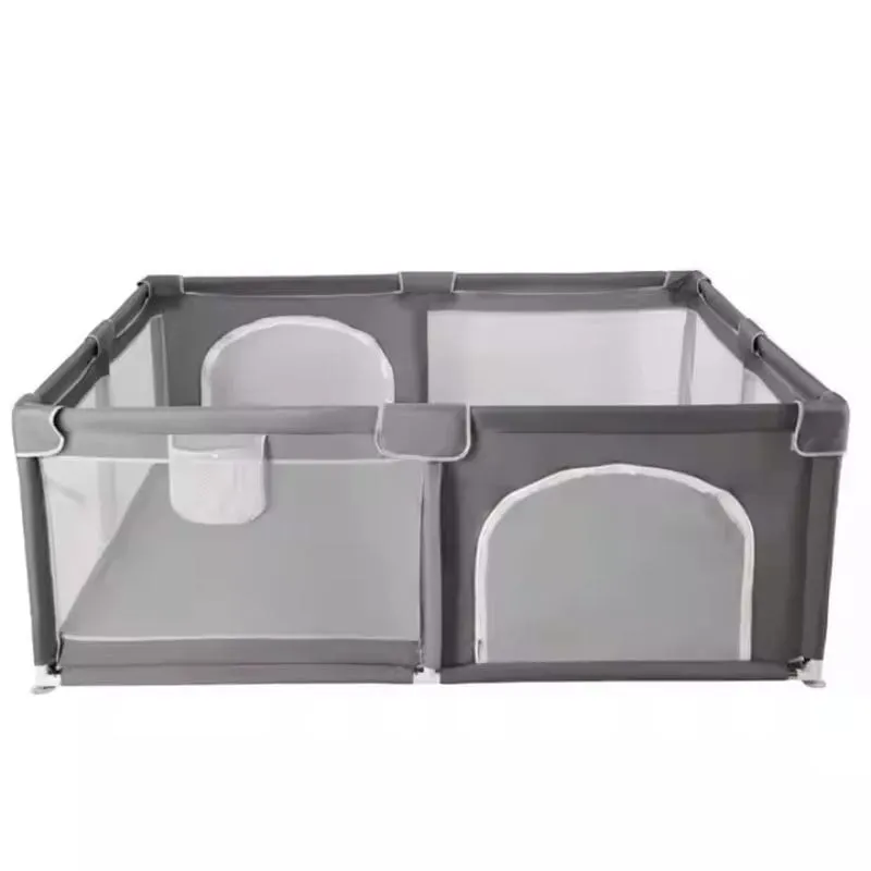 Tarc de Joaca pentru Copii, 1-5 Ani, 180x150x66 Cm, Spatiu Sigur si Generos, Cu Plasa Moale, Protectie la Colturi si Structura Stabila, Ideal pentru Interior si Exterior, Usor de Asamblat, Gri