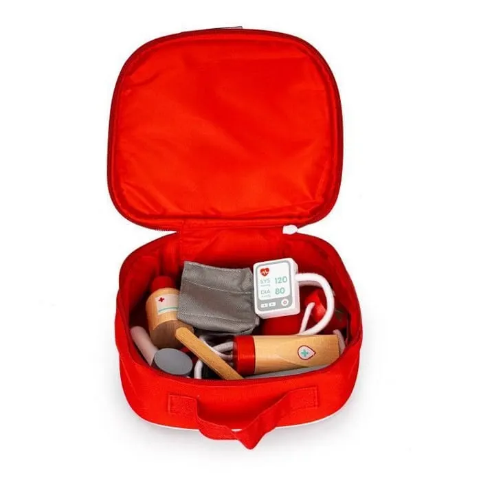 Trusa medicala Ecotoys, lemn, 9 piese, rosu KID068815 — imaginea 3