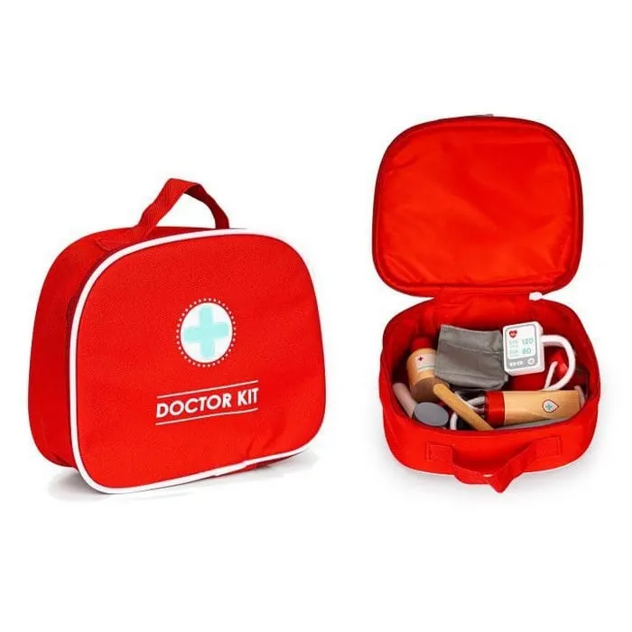 Trusa medicala Ecotoys, lemn, 9 piese, rosu KID068815 — imaginea 4