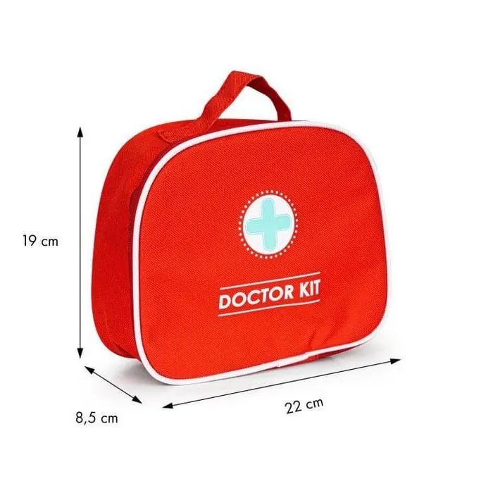 Trusa medicala Ecotoys, lemn, 9 piese, rosu KID068815 — imaginea 5