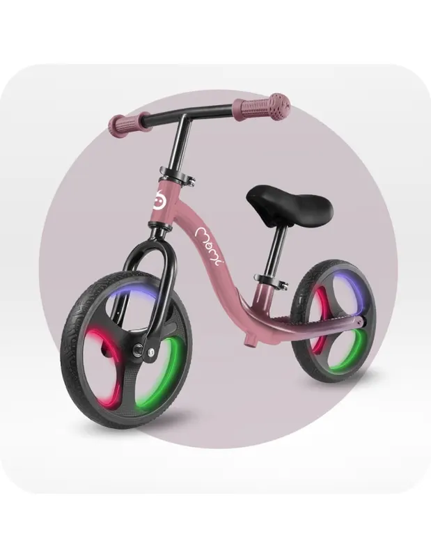 Bicicleta Momi Isoka, roti led, echilibru, fara pedale, roz KID782273 — imaginea 2