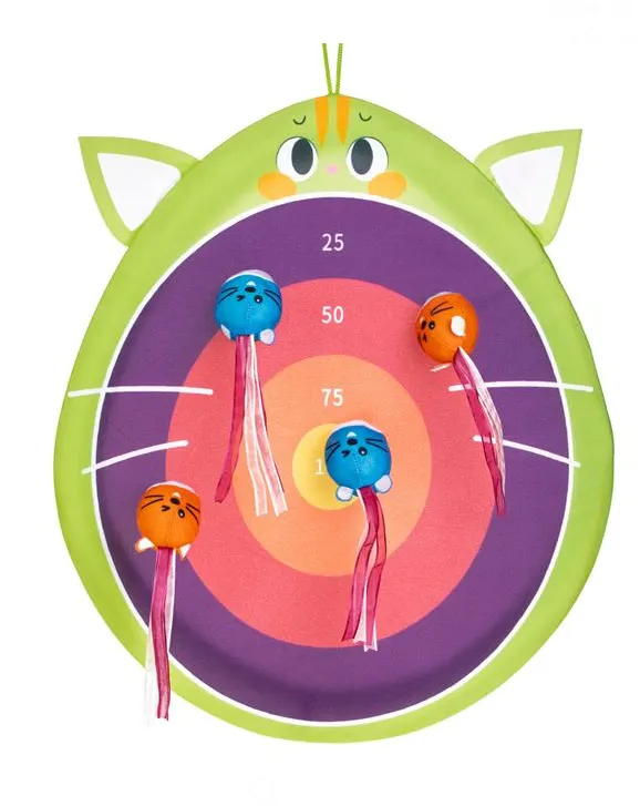 Joc darts copii in forma de animal cu 4 mingi cu scai, 44x51 cm