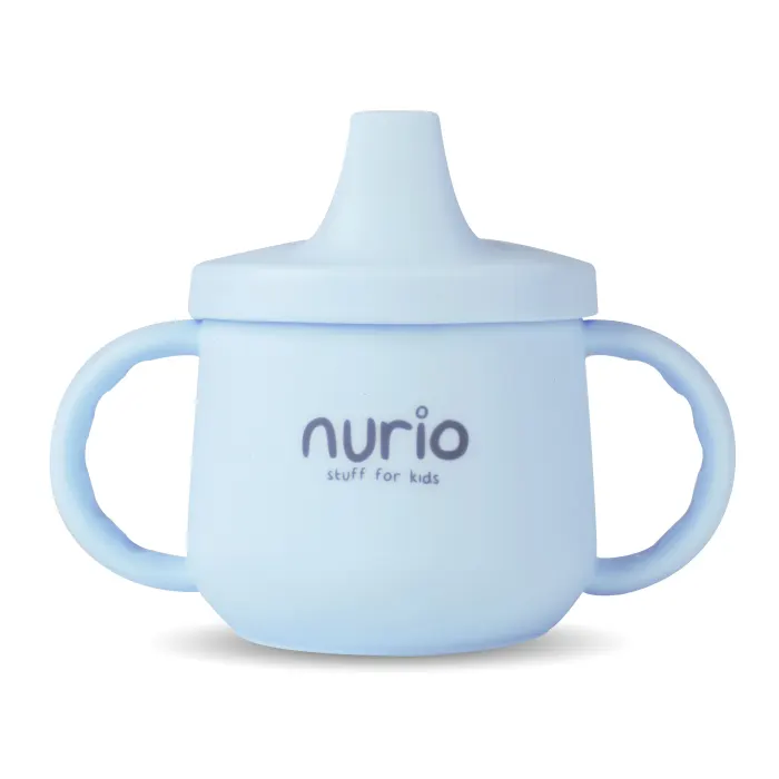 Cana din silicon pentru bebelusi cu manere , Albastru
