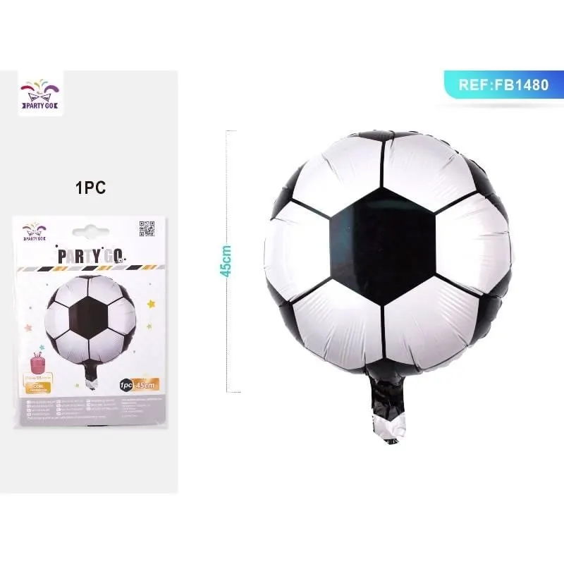 Balon din folie PartyGo Minge de fotbal, 45cm, alb negru