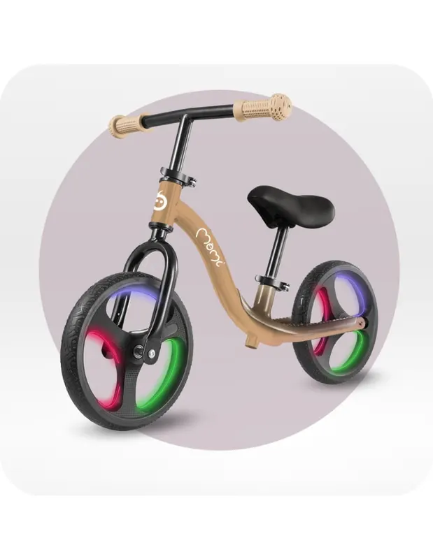 Bicicleta Momi Isoka, roti led, echilibru, fara pedale, bej KID782297 — imaginea 2