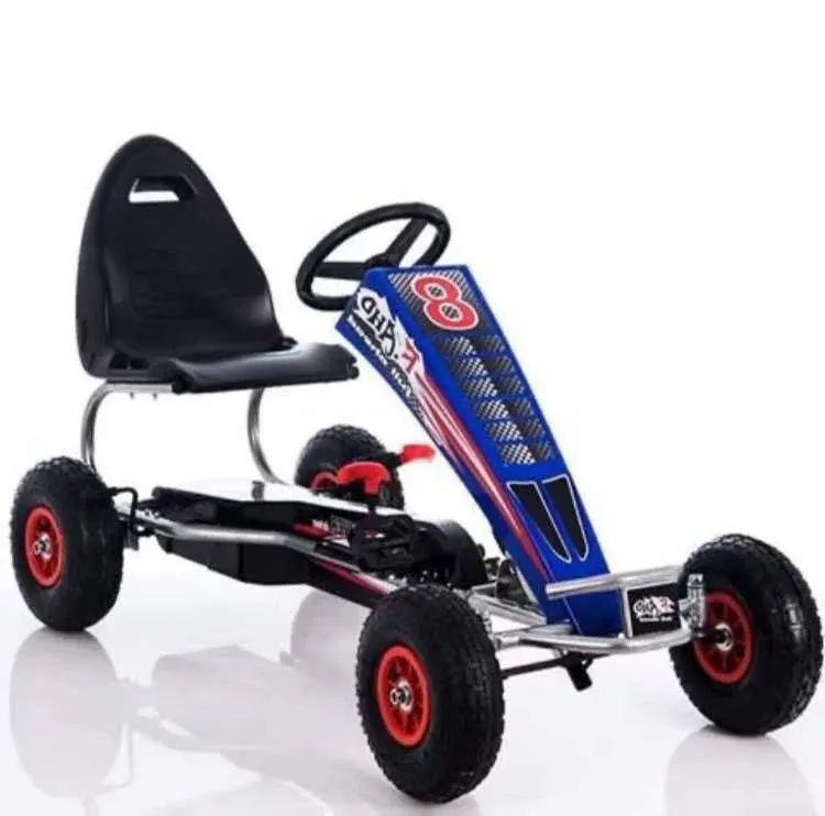 Kart cu pedale pentru copii F8-3, roti gonflabile de 6 inch, albastru