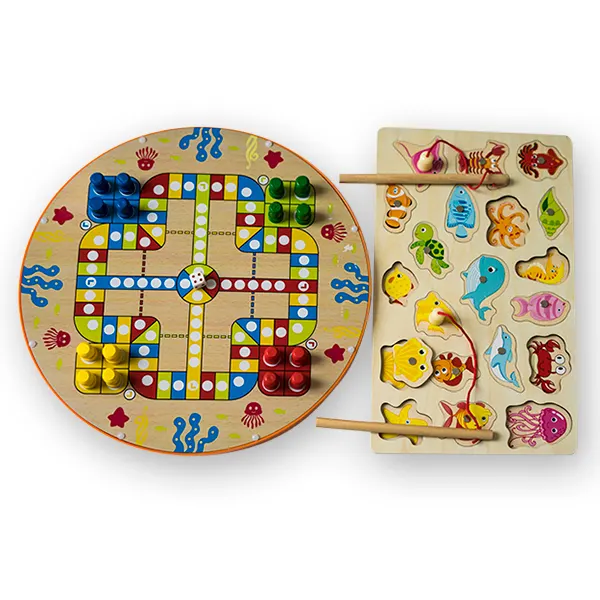 Joc din Lemn 3 in 1 de Pescuit Magnetic