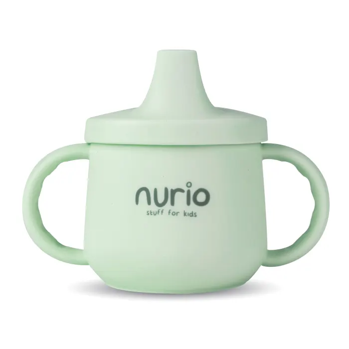 Cana din silicon pentru bebelusi cu manere , Verde