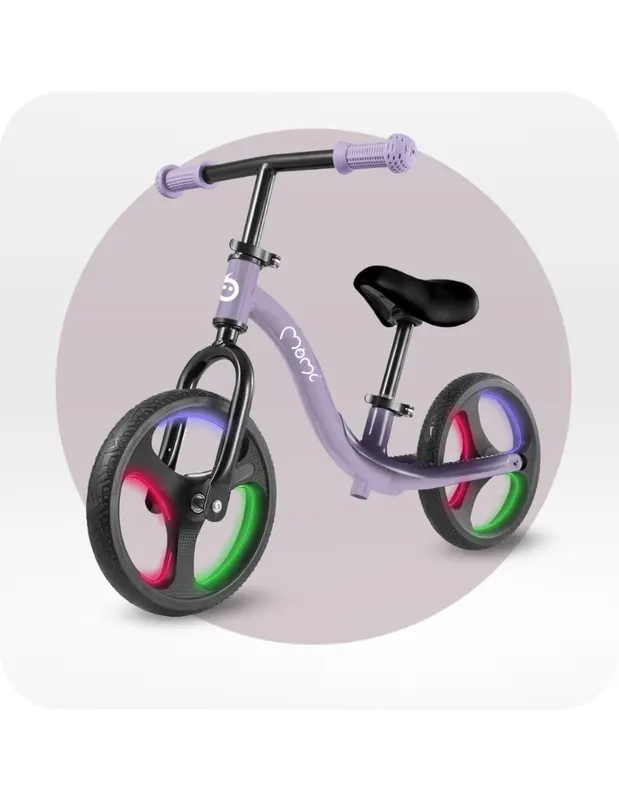 Bicicleta Momi Isoka, roti led, echilibru, fara pedale, mov KID793460 — imaginea 2