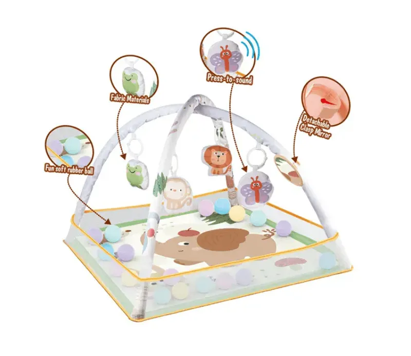 Resigilat - Jucarie Educativa pentru Bebelusi, Cub Elastic cu Fructe, 6 Forme din Plastic Multicolor, Dezvoltare Abilitati Motorii si Cognitive pentru Copii Mici, 11.5x11.5x11.5 Cm, + 1 An, Utility One
