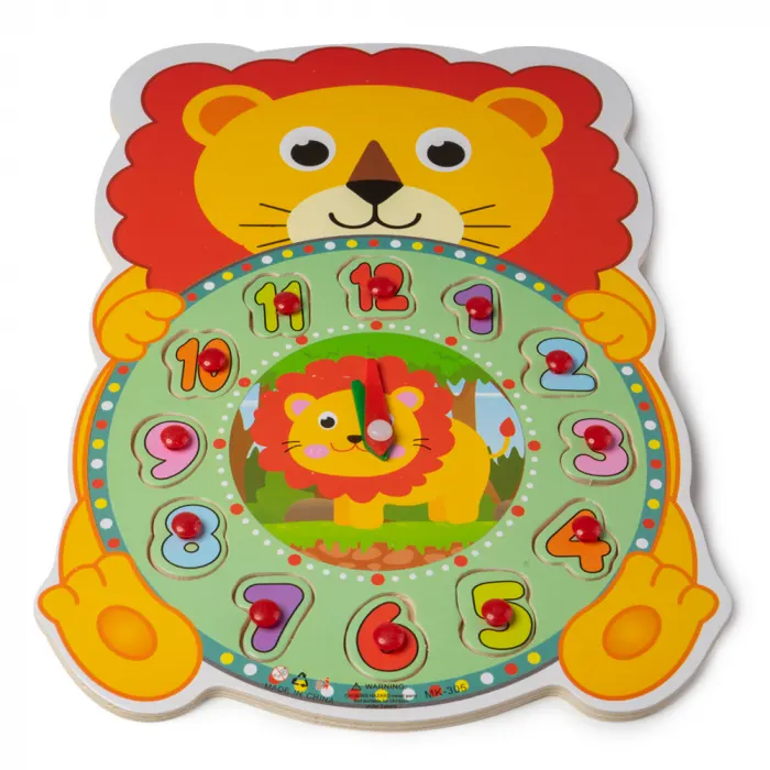 Ceas din Lemn tip Puzzle - Leu