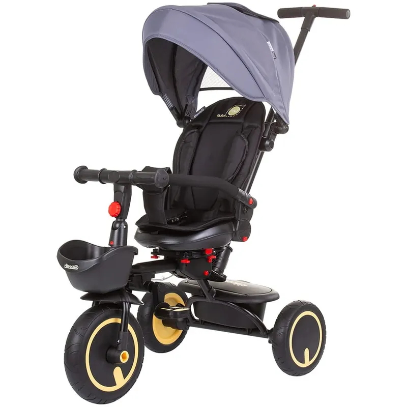 Tricicleta Chipolino Quick Fold, 2 in 1, pliabila, scaun reversibil, gri KID055165