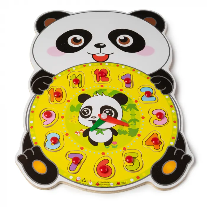 Ceas din Lemn tip Puzzle - Ursulet Panda
