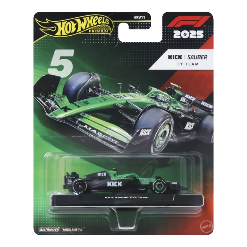 HOT WHEELS PREMIUM REAL RIDERS FORMULA 1 2024 MASINUTA METALICA KICK SAUBER F1 TEAM NUMARUL 5 SCARA 1 LA 64