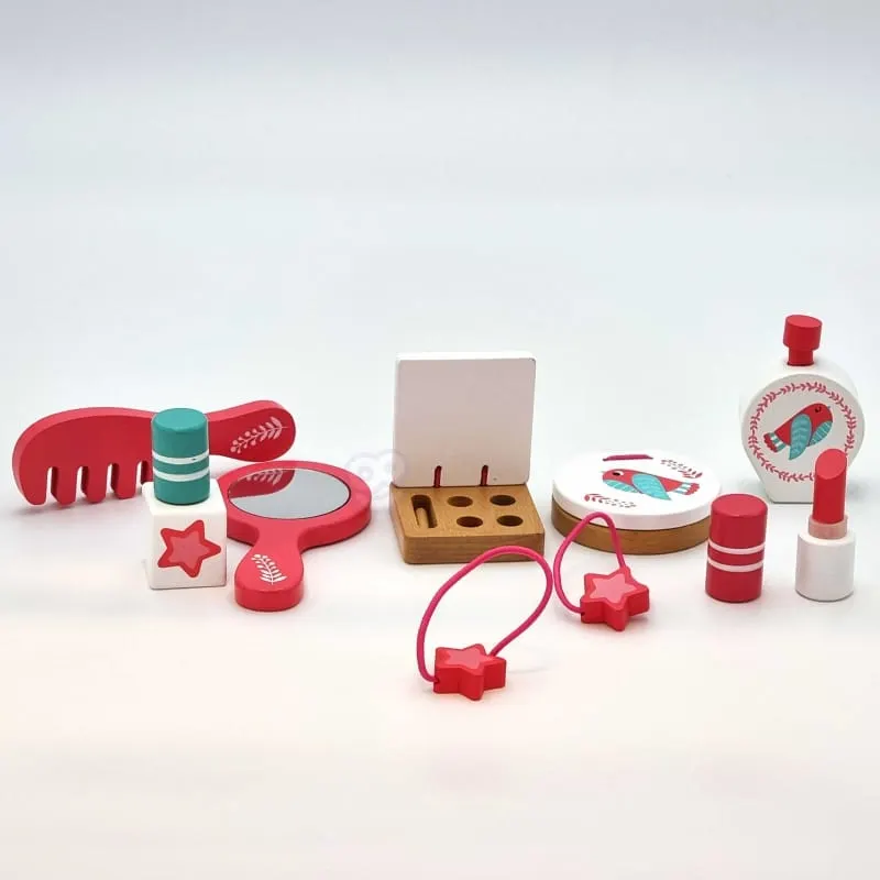 Set de machiaj lemn Tooky Toy, 10 piese, roz KID370581 — imaginea 2