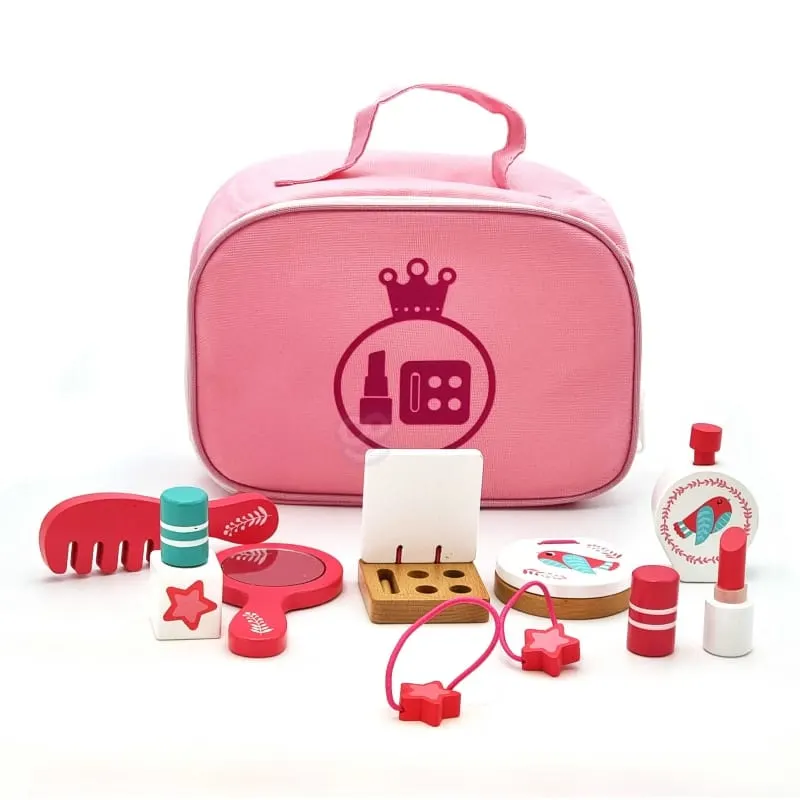 Set de machiaj lemn Tooky Toy, 10 piese, roz KID370581 — imaginea 4