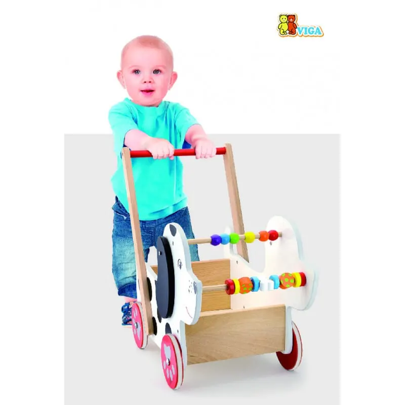 Antemergator Viga, lemn, carucior catelus, multicolor KID502904 — imaginea 4