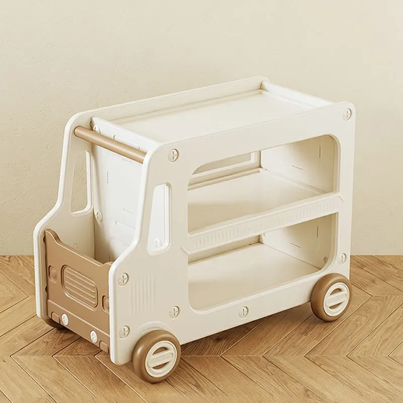 Organizator jucarii forma autobuz cu roti, multifunctional, suport pentru piese lego, cafeniu