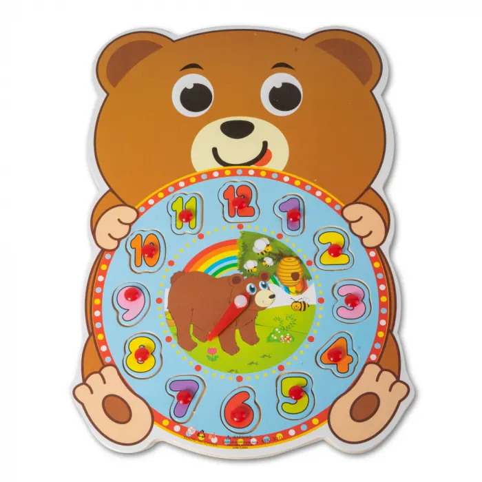 Ceas din Lemn tip Puzzle - Ursulet