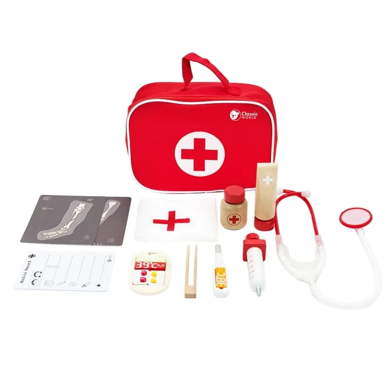 Setul micului doctor Classic World, din lemn cu geanta, multicolor, 19 piese KID054419 — imaginea 2