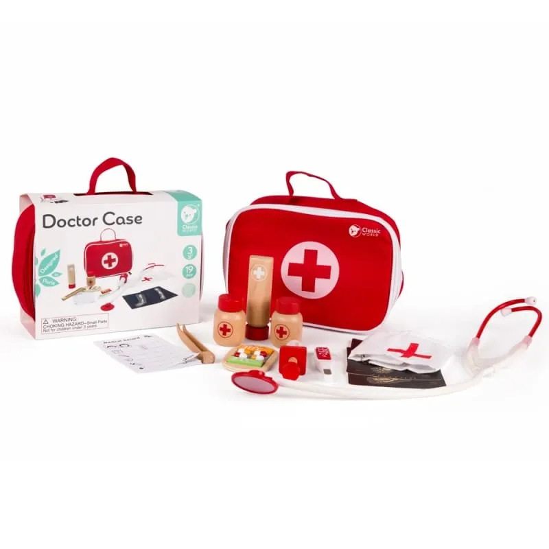 Setul micului doctor Classic World, din lemn cu geanta, multicolor, 19 piese KID054419 — imaginea 3