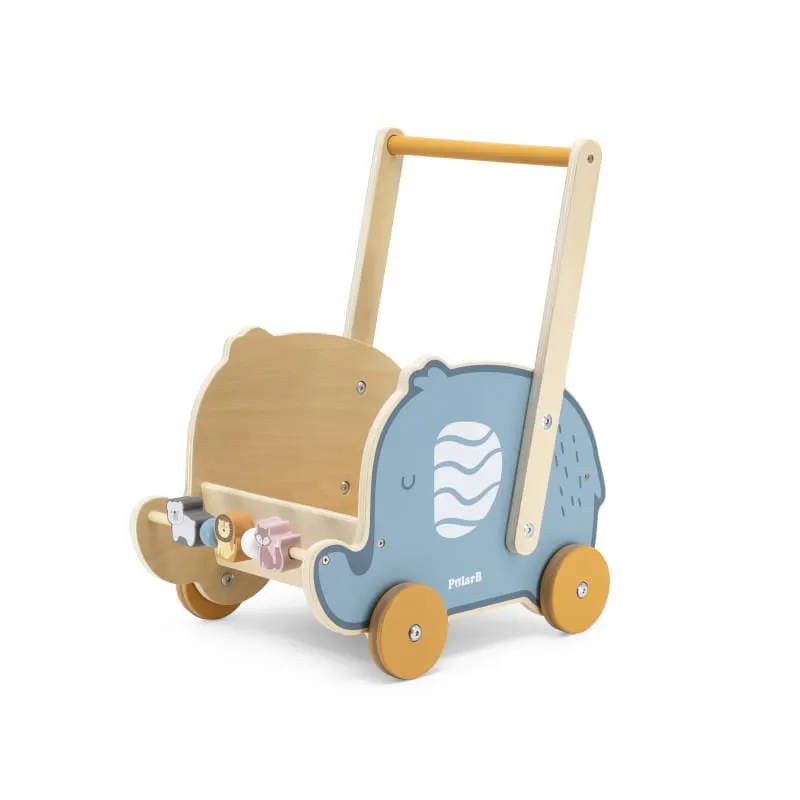 Antemergator Viga PolarB, lemn, carucior elefant, albastru KID440311 — imaginea 2