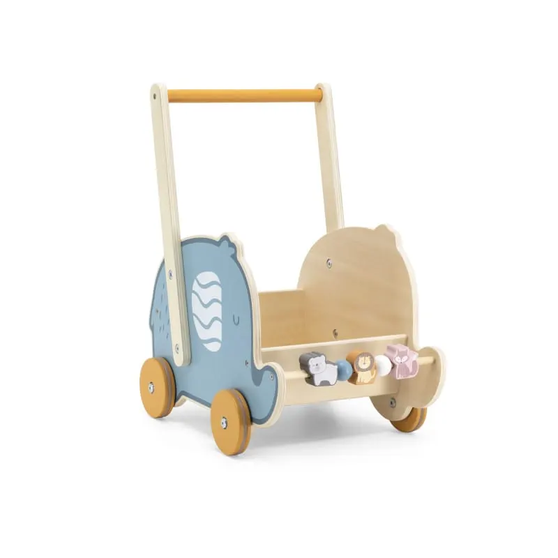 Antemergator Viga PolarB, lemn, carucior elefant, albastru KID440311 — imaginea 3