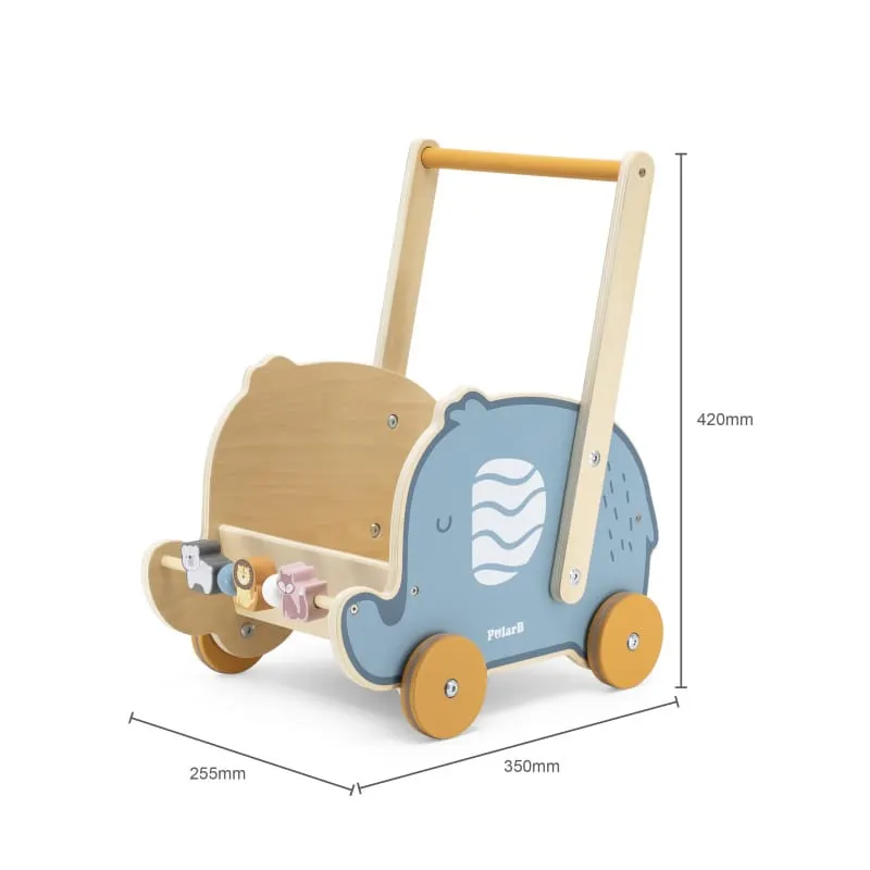 Antemergator Viga PolarB, lemn, carucior elefant, albastru KID440311 — imaginea 4