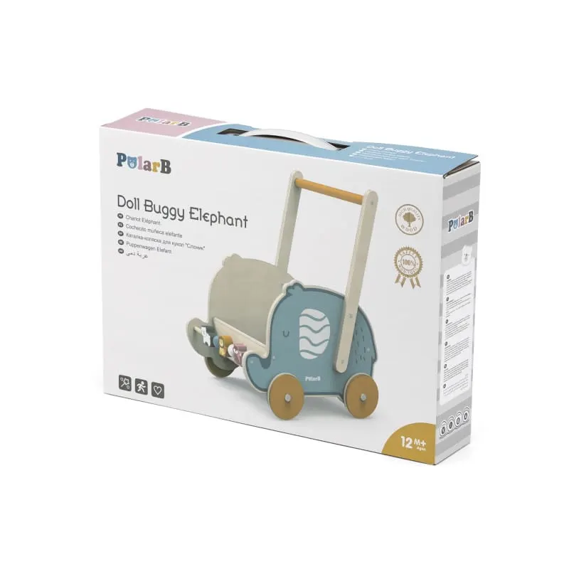 Antemergator Viga PolarB, lemn, carucior elefant, albastru KID440311 — imaginea 5