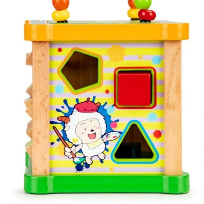 Centru activitati Ecotoys HM015473, lemn, cuburi, tabla desen, multicolor KID970124 — imaginea 5