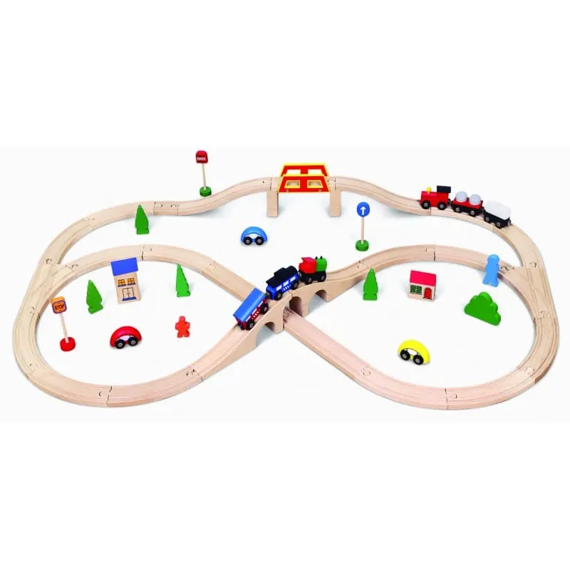 Set trenulet Viga, lemn, 49 piese, multicolor KID563042