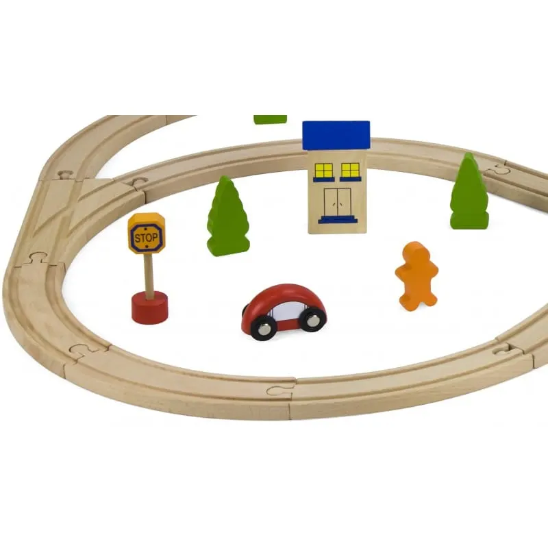 Set trenulet Viga, lemn, 49 piese, multicolor KID563042 — imaginea 3