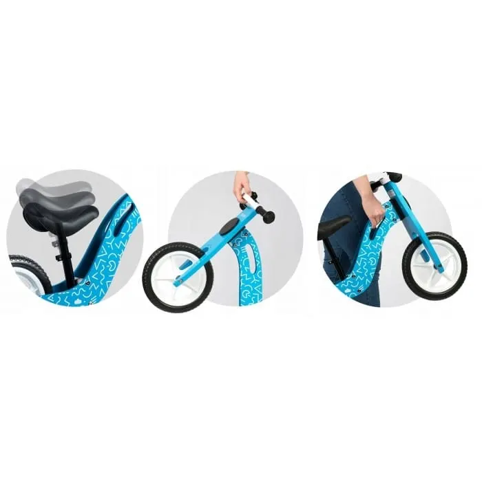 Bicicleta fara pedale Ricokids, lemn, roti spuma EVA, albatru KID471295 — imaginea 5
