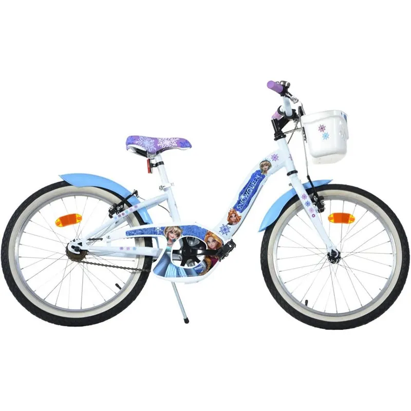 Bicicleta Copii Dino Bikes, Snow Queen, 20 inch, sistem frana, cos depozitare, alb/mov KID908555