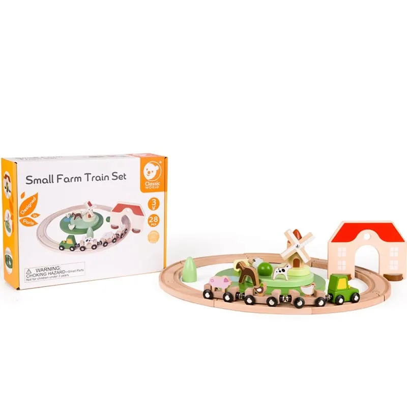 Trenulet micul fermier, Classic World, lemn, multicolor KID054464 — imaginea 4