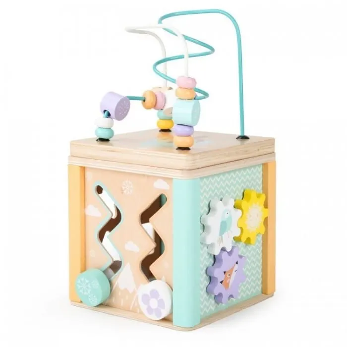 Centru activitati Ecotoys HM015472, lemn, labirint si sortator cuburi, multicolor KID970582 — imaginea 2