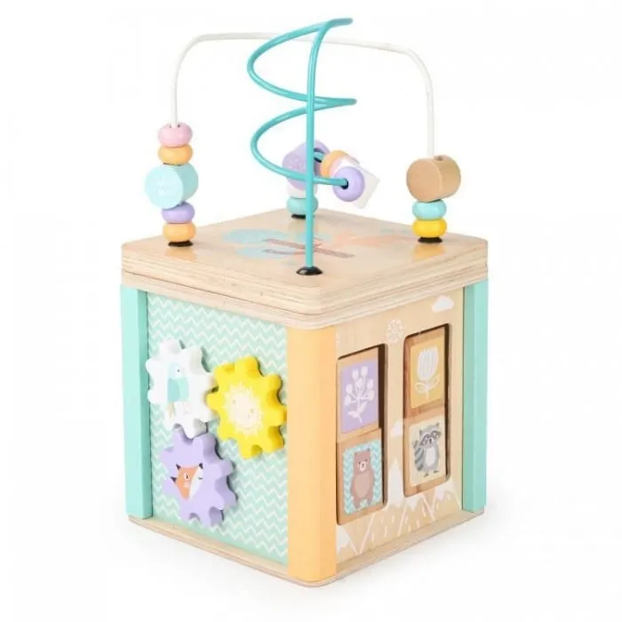 Centru activitati Ecotoys HM015472, lemn, labirint si sortator cuburi, multicolor KID970582 — imaginea 3